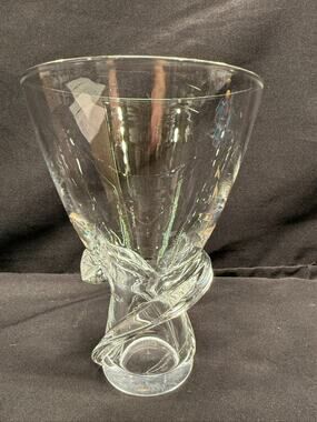Signed Steuben Crystal Clear Glass Spiral Vase by David Pollard MCM 1955 6.5"